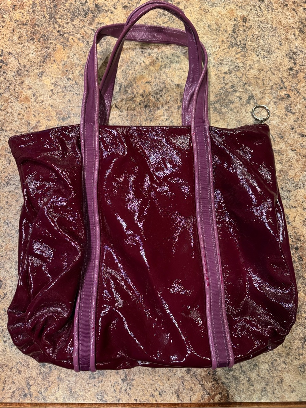Coach - Poppy Patent Plum Tote with Front Zip Pockets - Picture 2 of 10
